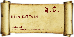 Mika Dávid névjegykártya